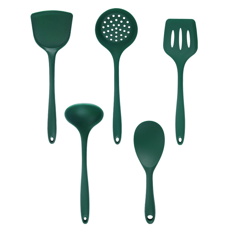 Venta al por mayor sartén antiadherente para el hogar silicona pala China pala resistente a altas temperaturas pala cuchara traje colador cuchara de sopa traje de cocina conjunto de cinco piezas