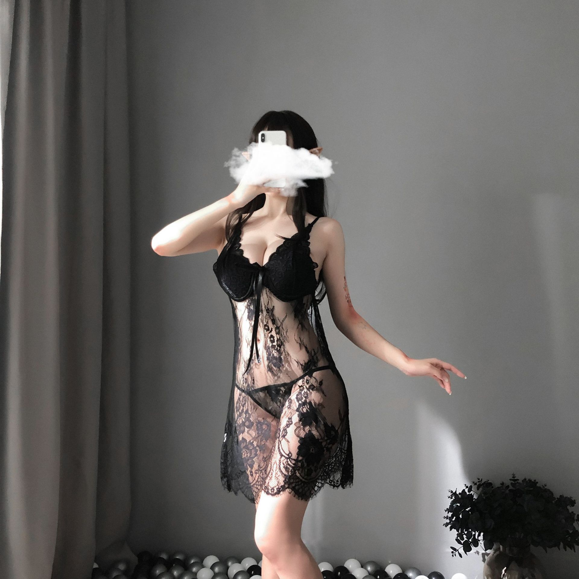 高端情趣内衣含胸垫钢托聚拢诱惑睡衣女性感蕾丝睡裙套装|ru