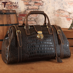 潮牛時尚男士真皮鱷魚紋旅行包大容量帶鎖手提行李包袋可單肩斜挎