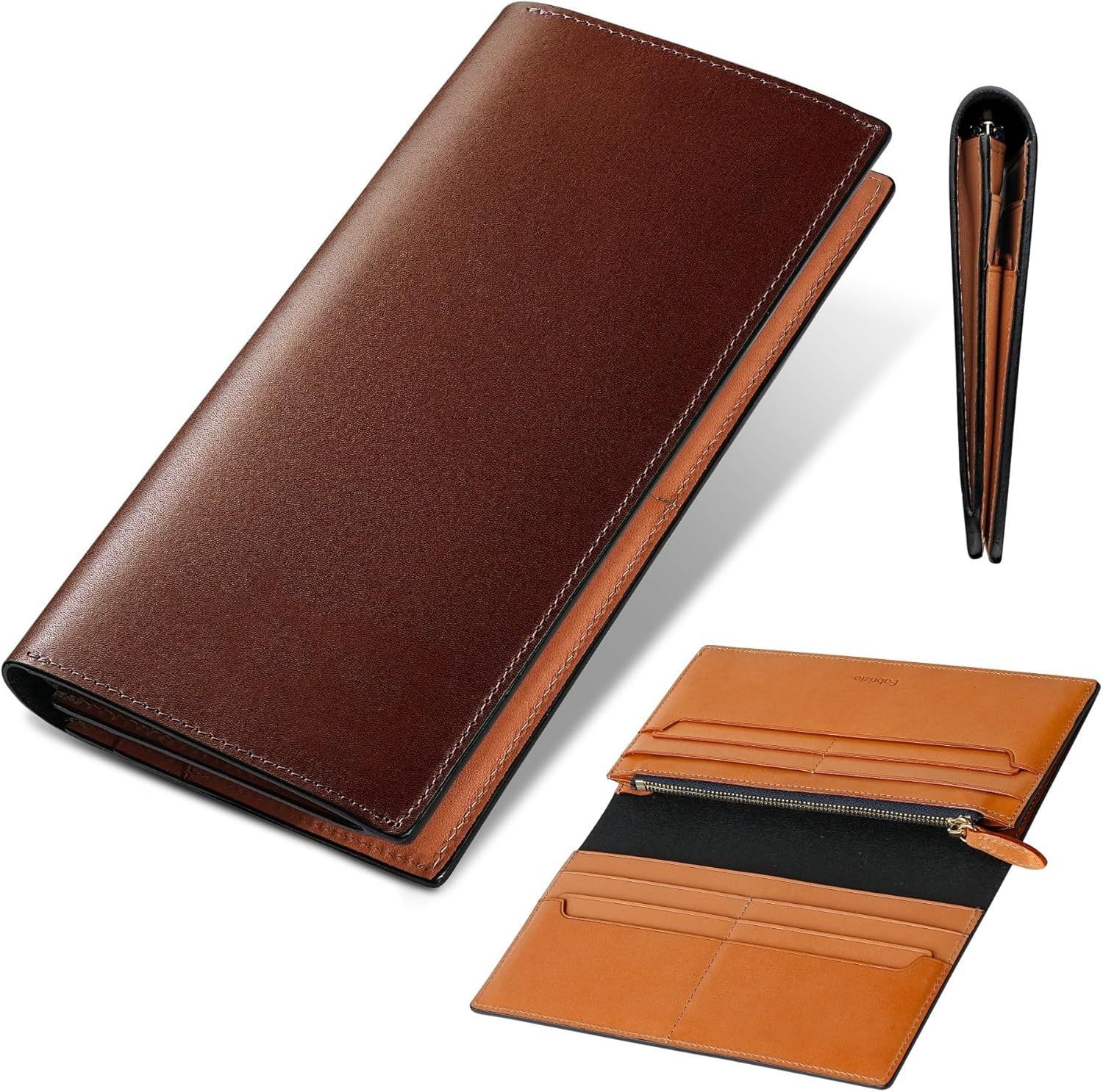 Comercio exterior estilo japonés crema de árbol Tochigi billetera de piel de vaca para hombre bolso largo portátil con cremallera billetera de negocios multifuncional