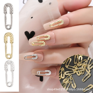 Internet Celebrity Cross-Border New Nail Art Jewelry Pin Alloy Nail Metal Pin Manicure Wearable Nail Jewelry Factory Wholesale