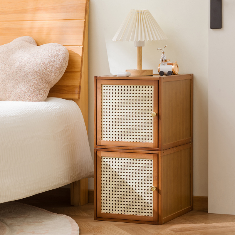 Solid Wood Multifunctional Stackable Sundries Storage Box Organizer Box Sandwich Bedside Table Mini Small Extremely Narrow Bedside Table