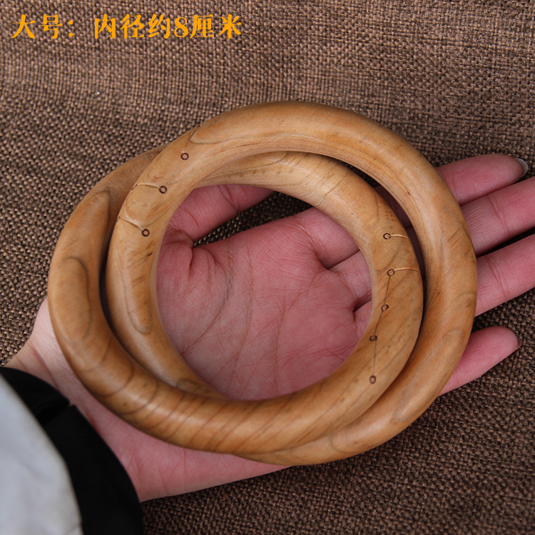 桃木乾坤圏木彫り陰陽環陰陽圏一体木造木の手環|undefined