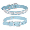 Factory direct selling small and medium -sized dog shiny rhinestone pet collars Multi -row of net diamond PU leather dog neck cat collar