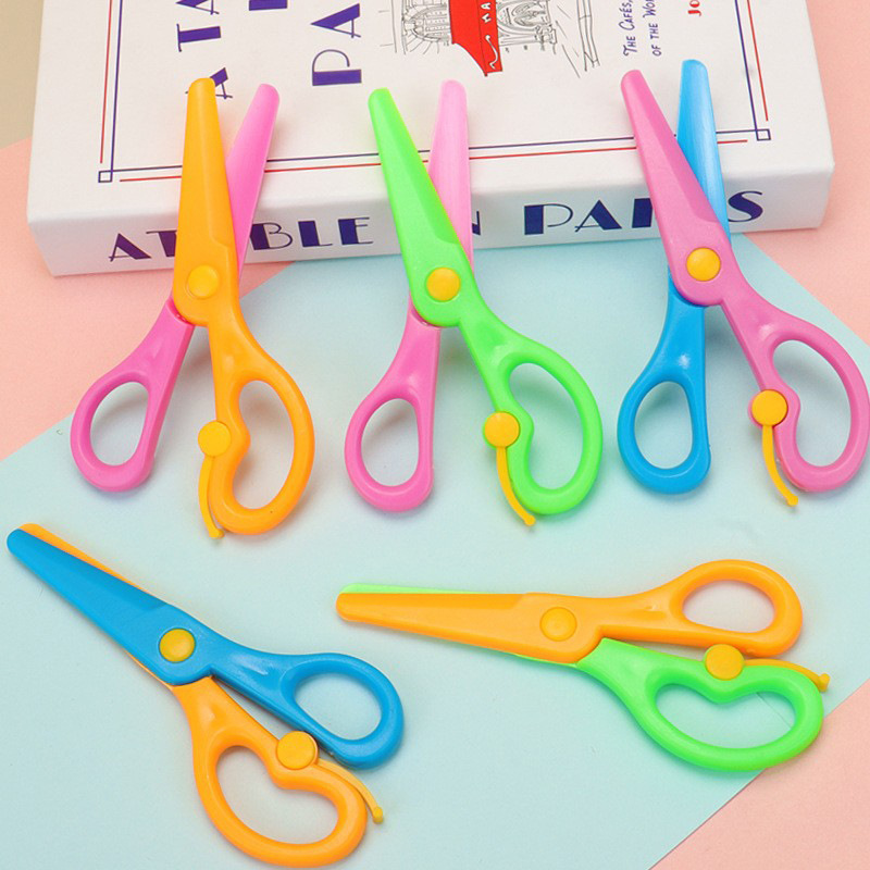 Creativa tijeras de plástico de seguridad infantil tijeras de papel de color estudiantes DIY hechas a mano tijeras de mano anti-clip tijeras de jardín de infantes