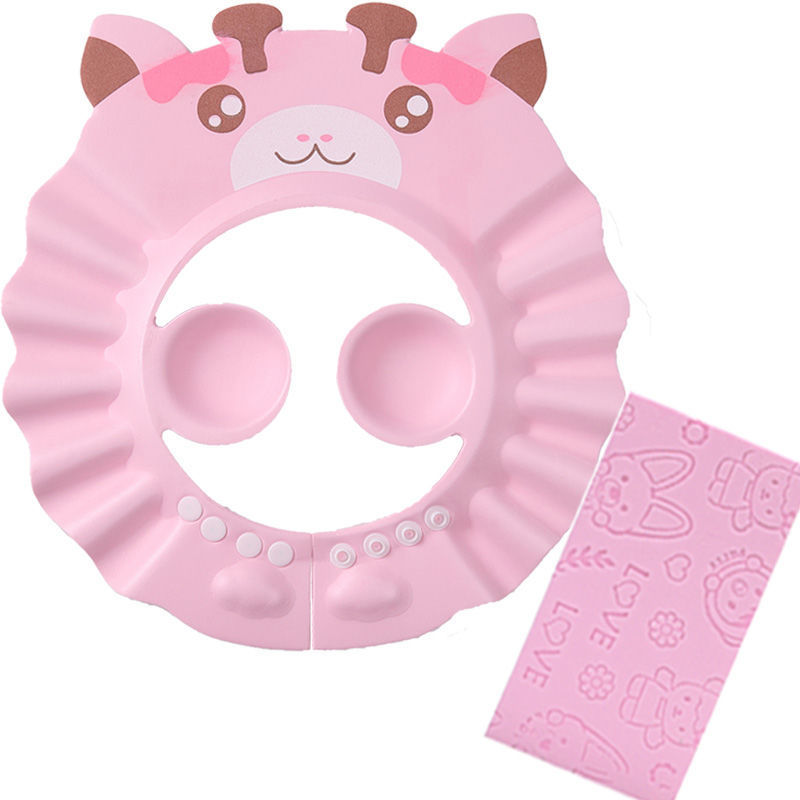 만화-산호 핑크 (귀 보호) + 목욕 스폰지