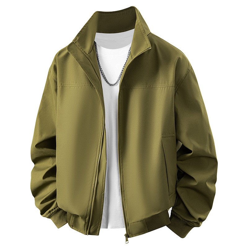 Tres chaquetas de entrenador de defensa transfronterizas estadounidenses de primavera y otoño de cuello vertical piloto duro chaqueta de béisbol corta abrigo suelto