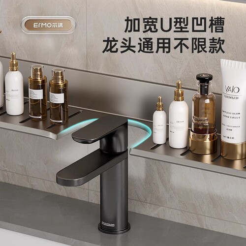 Mirror bathroom vanity storage shelf toilet space aluminum sink washbasin washstand wall-mounted hole-free bathroom rack