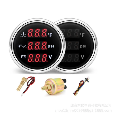 Sensorlu Su Temperaturu, Yağ Təzyiqi, Gərginlik Ölçən (40-120°F/0-145Psi/9-32V)