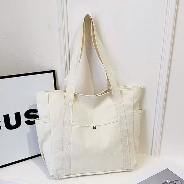 Cross-Border Simple Tote Bag, New Trendy Large-Capacity Shoulder Bag for Outings, Stylish and Artistic, Suitable for Students and Commuters