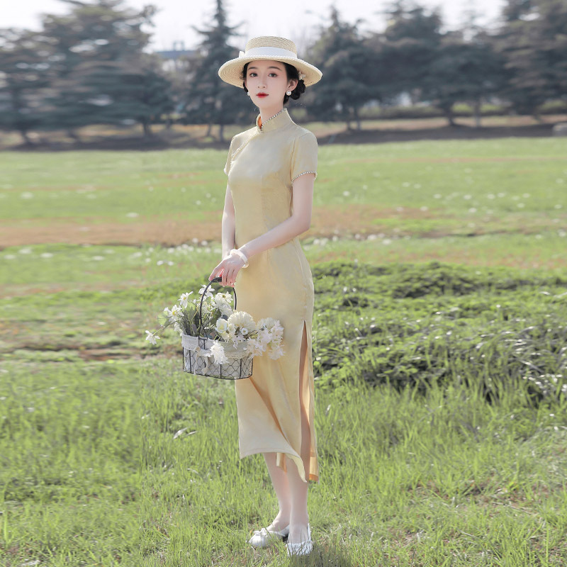 Summer fashionable elegant long cheongsam