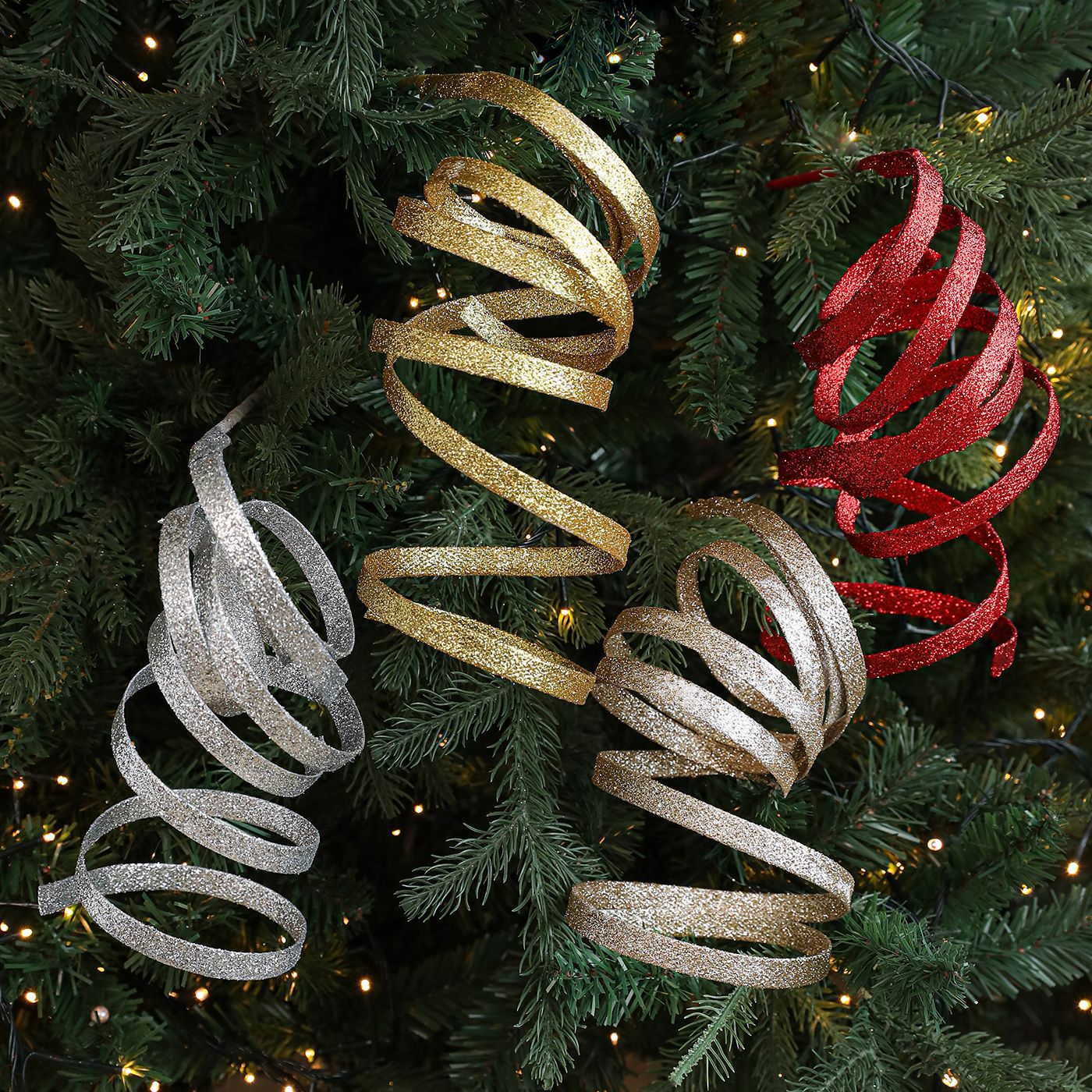 Nuevo polvo pegajoso flor de plástico curvo fuegos artificiales cinta espiral árbol de Navidad guirlandas de vinas artículos decorativos