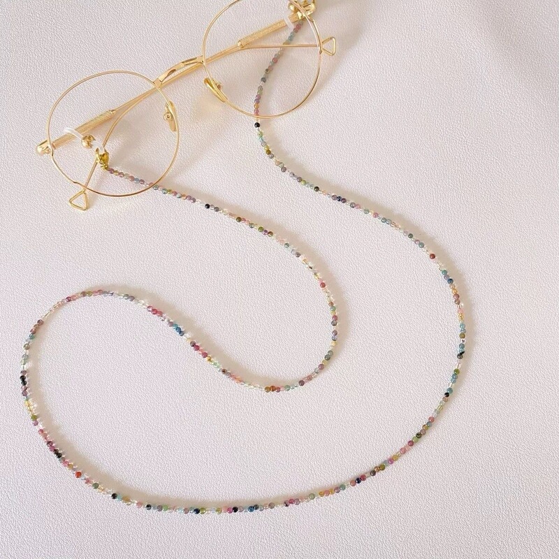 Ultra-Thin Colorful Tourmaline Dopamine Neck Strap for Glasses, Niche Minimalist Earphone and Mask Anti-Loss Chain, Rainbow Anti-Loss Cord