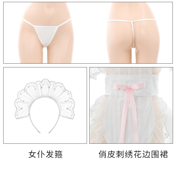 Feimu & Mystery Maid Lingerie Set with Bowknot Lace, See-through Dress, Apron, Thong and Eye Mask — detail image 25