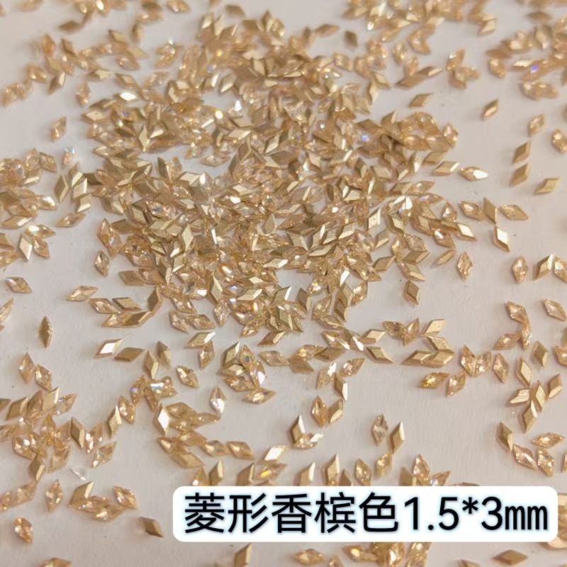 [5A 지르콘 다이아몬드 플랫 바닥] 1.5*3 라이트 샴페인