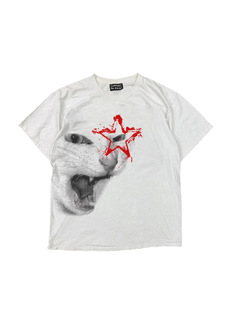 250 grams of heavyweight cotton!American oversize rock cat print couple women's loose short-sleeved T-shirt men Y2K
