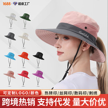 工厂定制logo登山帽防晒女夏季遮阳帽跨境马尾帽户外骑行渔夫帽