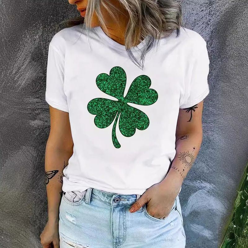 2024 cross-border Europe and the United States summer fashion women's letter printing women's clothing classic fashion short sleeve round neck top