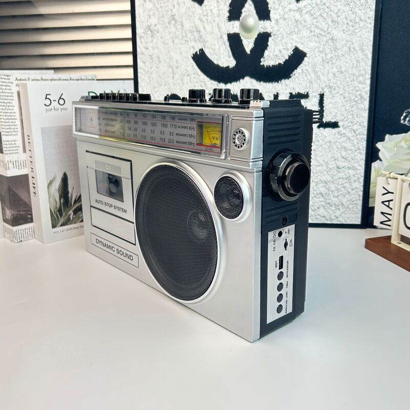 充電式レトロ磁気テープレコーダーカセットラジオfm中波短波bluetoothスピーカーカード|undefined