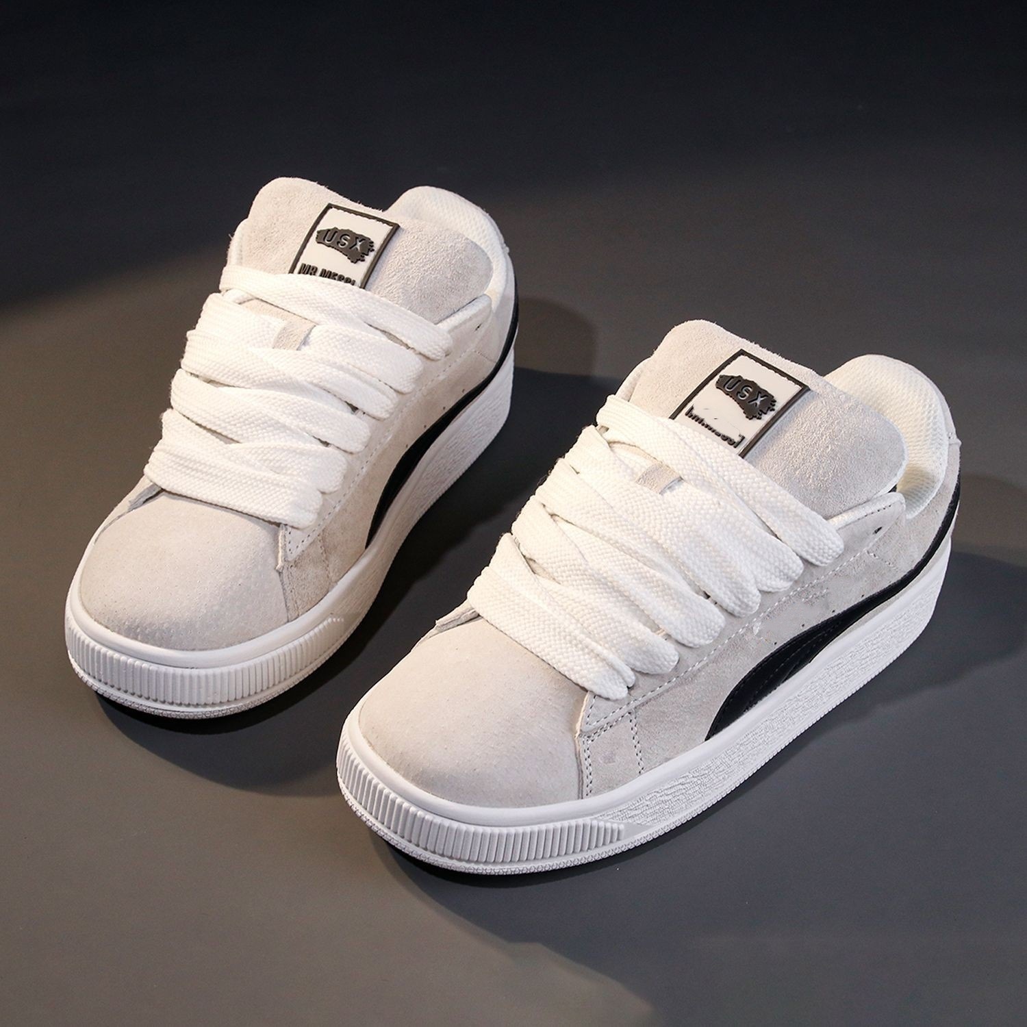 Zapatos Breadboard de talla grande para mujer, modernos y versátiles para primavera y otoño, zapatos casuales blancos, zapatos unisex, zapatos de mujer de talla grande del 41 al 43.