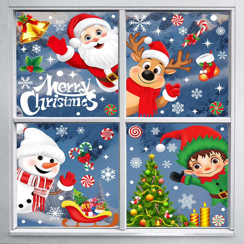 Christmas Glass Stickers Wholesale New Cartoon Snowman Reindeer Window Stickers Door and Window Glass Holiday Atmosphere Static Stickers Christmas Glass Stickers Wholesale New Cartoon Snowman Reindeer Window Stickers Door and Window Glass Holiday Atmosphere Static Stickers