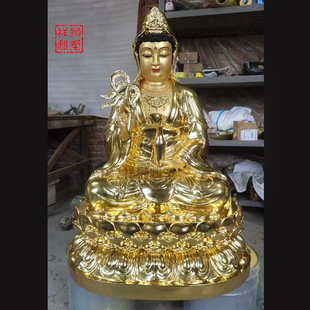 Brass Gilt Sava Three Saints Ornaments Crafts Bronze Statue Guanyin Sakyamuni Home Worship Sitting Statue Manufacturer Supply