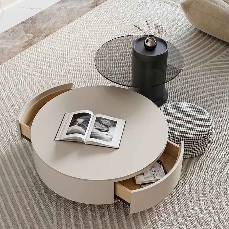 Slate Round Coffee Table Living Room Home Light Luxury Modern Simple Small Apartment White Cream High-End Designer