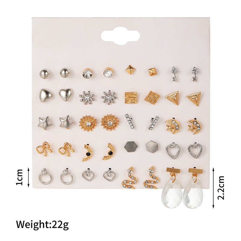 Fashion European and American Style Women Children 20 Pairs Earings Set Snake Triangle Bow Earrings Water Drop Earrings Wholesalepicture1