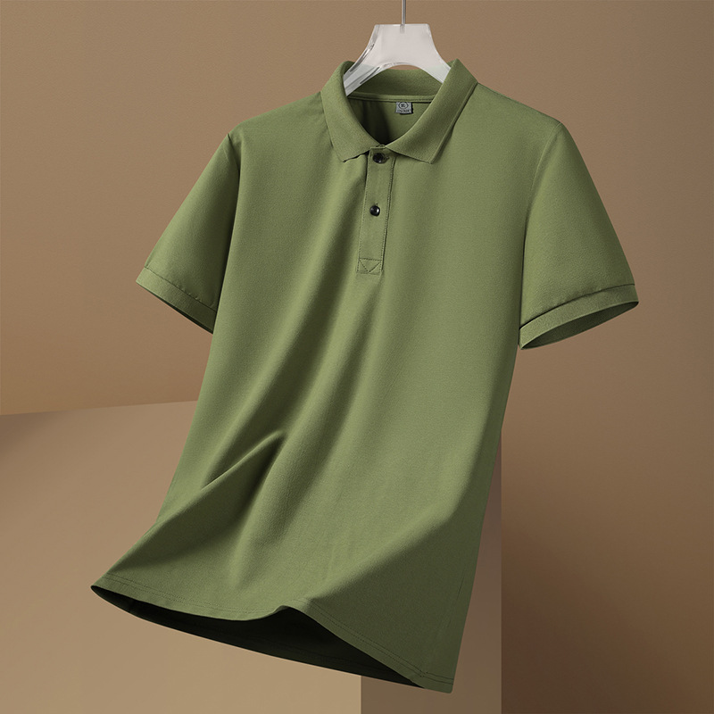 2025 新しいメンズ高品質ソリッドカラーポロシャツ半袖 tシャツ紳士服夏トップラペルビジネステーシャツ M|undefined