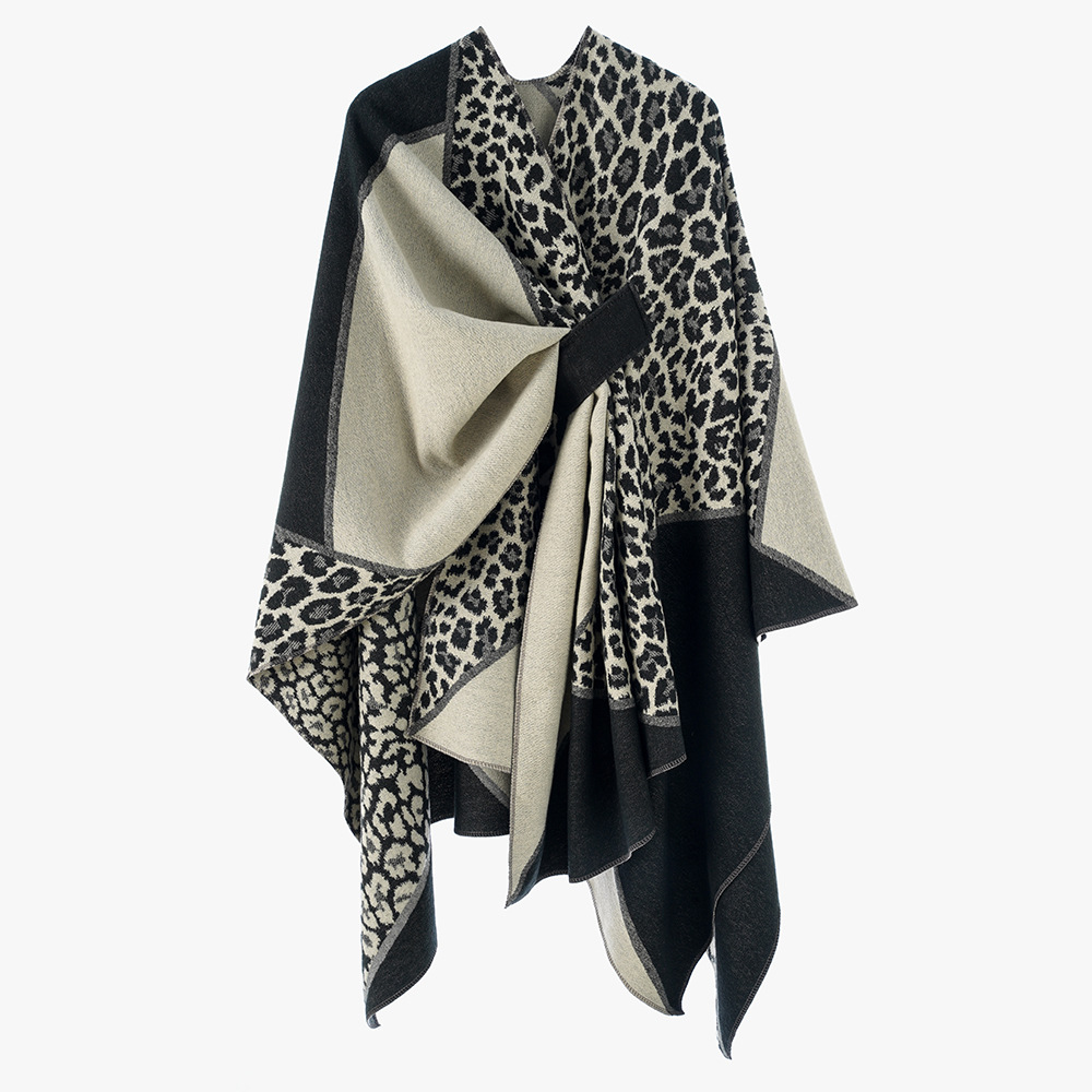 Chal de cachemira con capa de leopardo de primavera y otoño de invierno a prueba de viento abrigo abrigo abrigo de moda