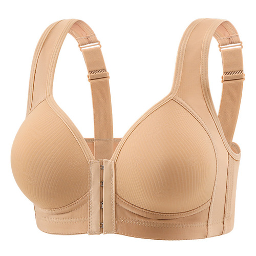 Front-fastening middle-aged and elderly full-cup bra without underwire, comfortable side-bra support, thin bra for shaping