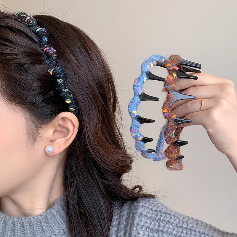 Nueva banda de pelo de ondas de peluche de color que sale con un dispositivo de cabeza alto y flujoso no estrangula la cabeza y los dientes antideslizantes