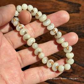 30颗通透金佛草弹力绳款棕榈籽菩提子素圈老籽佛珠文玩手串饰继灿