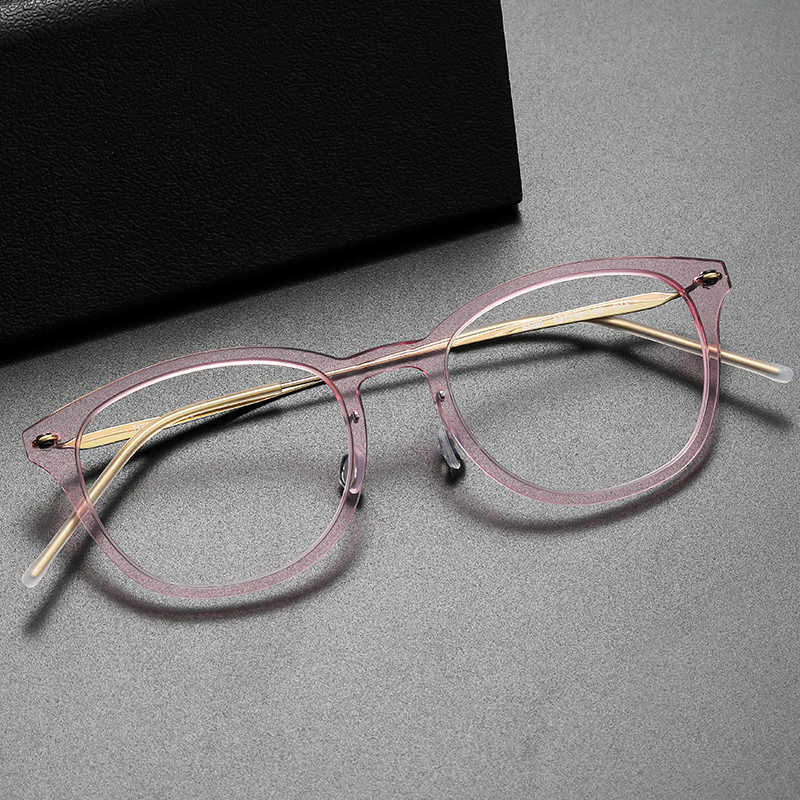 Linde with Berg glasses 6506 nylon mesh red gradient retro simple oval small face pure titanium glasses frame