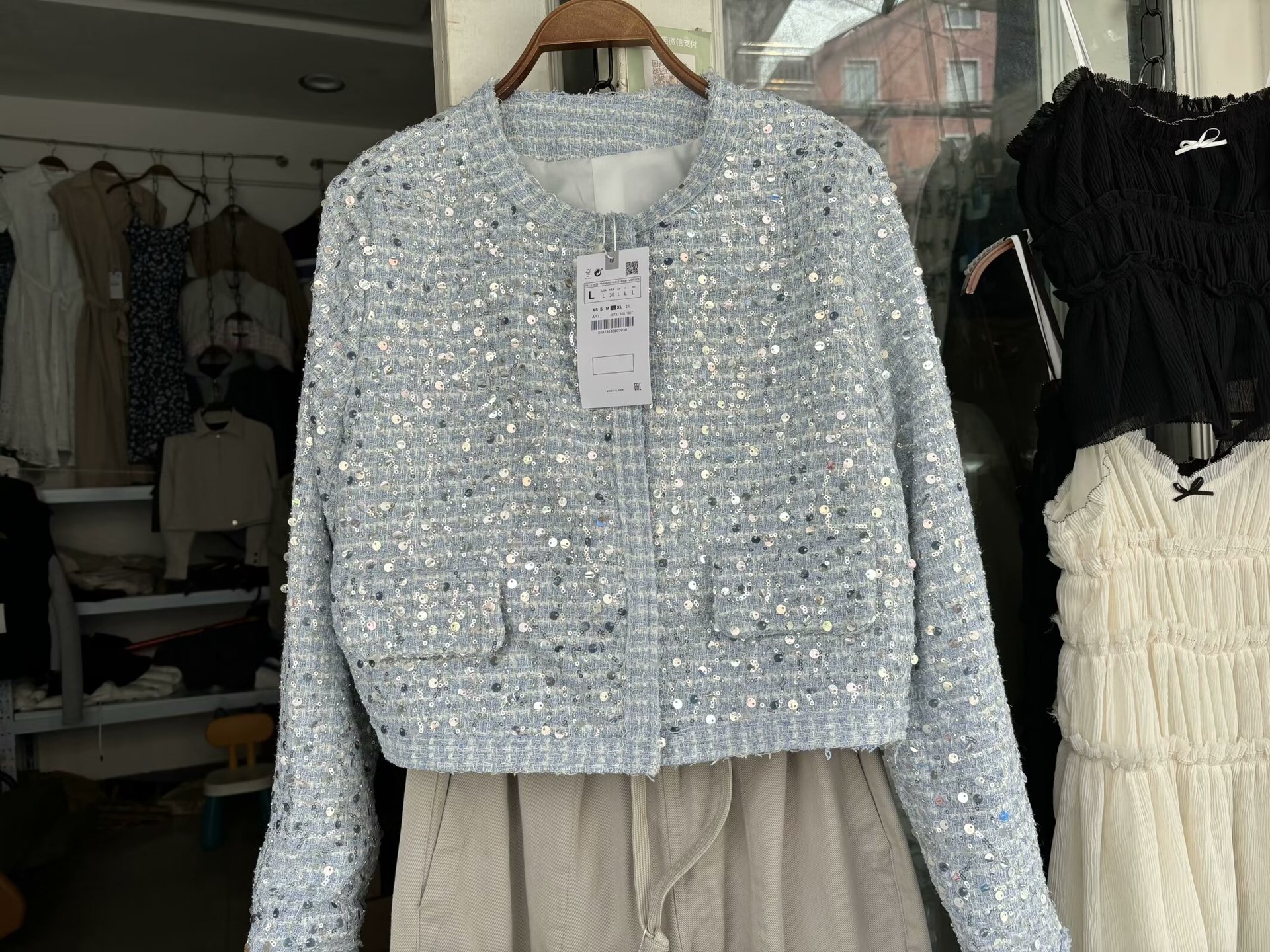 Long Sleeve Sleeve Length Single Breasted Placket Type Women's Elegant Streetwear Solid Color Sequins Single Breasted Coat Casual Jacket
