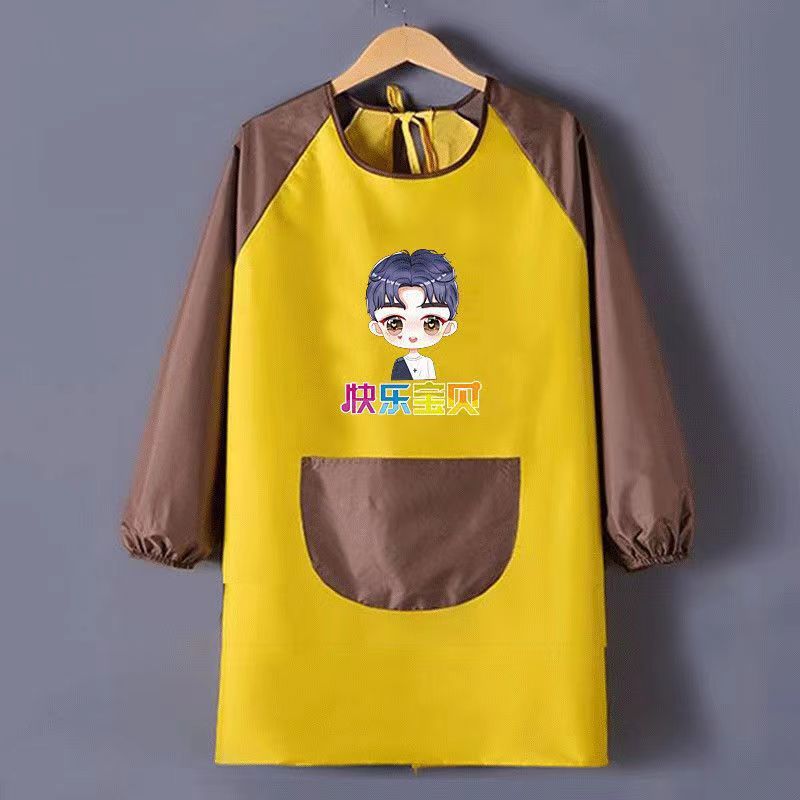 宝宝中大童画室罩衣幼儿园男女防水反穿护衣艺术学生免费印字秋冬|undefined