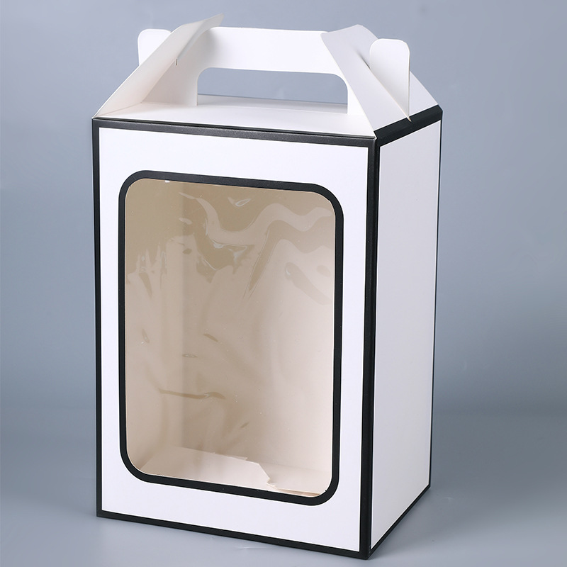 Ventana transparente caja portátil blanco negro multi-especificación en stock tamaño mediano bolsa de ventana de bolsa de embalaje de papel Kraft
