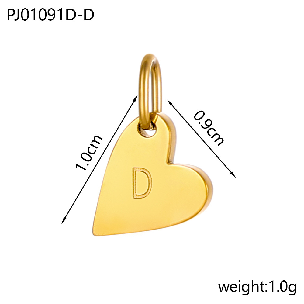 4g Weight Pendant Jewelry Making Type DIY Ornament Accessories Classification 1 Piece, 1 Set Quantity 304 Stainless Steel Material Letter, Heart Shape Pattern All Seasons Season Plating Design Simple Style Style 1 Piece 1 Set 304 Stainless Steel Letter Heart Shape Pendant 6