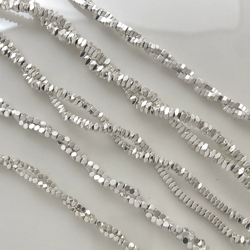 High Color Retention Crushed Silver Black Gallstone Silver Faceted Octagonal Beads Square Beads Spacer Beads DIY Necklace Bracelet Beading Material