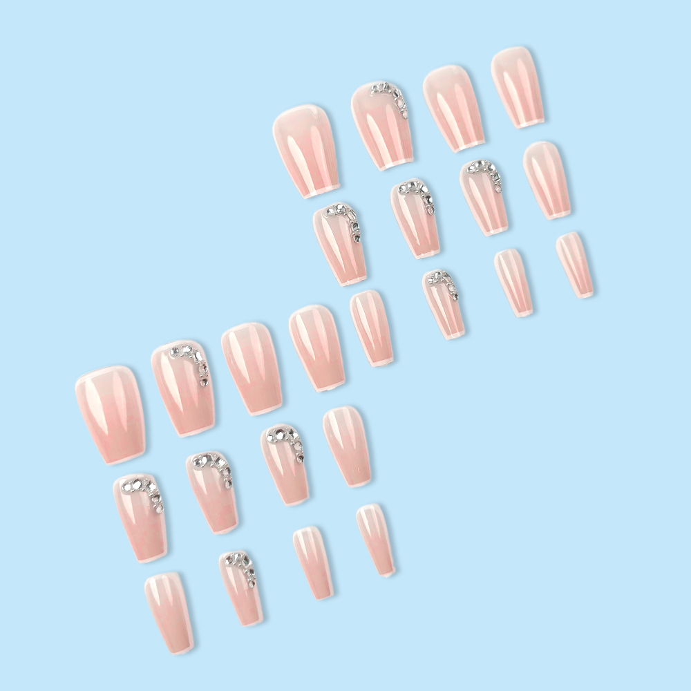 Simple escalera de borde blanco de uñas de ballet dulce y cool parche de uñas productos terminados de venta caliente transfronteriza de diamantes para usar uñas image 5