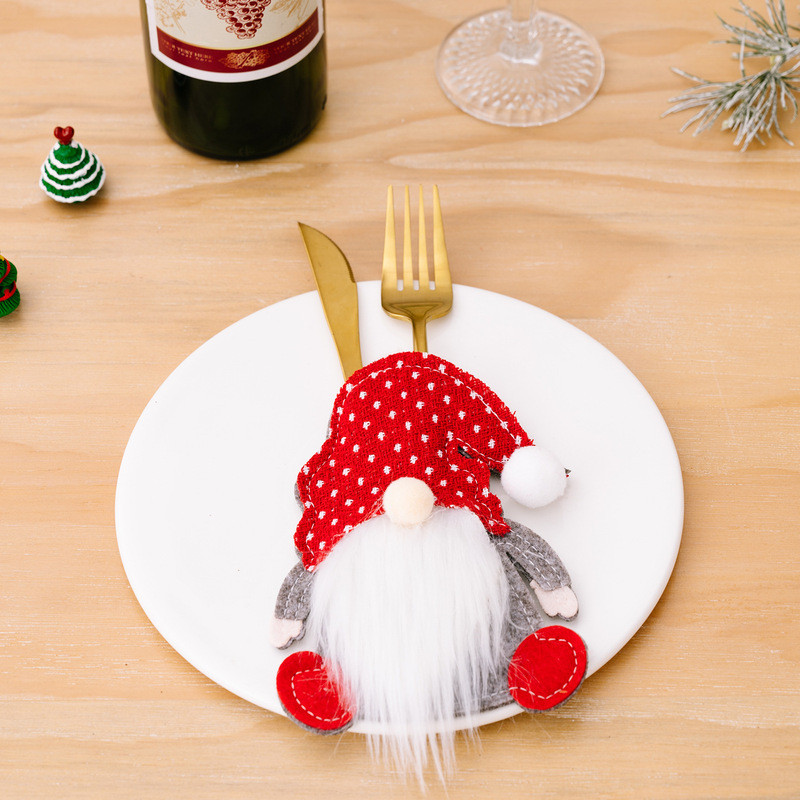 ノームバッグナイフとフォーク新しいクロスボーダークリスマス老人セット顔のないルドルフ食器装飾ナイフとフォーク用品|undefined