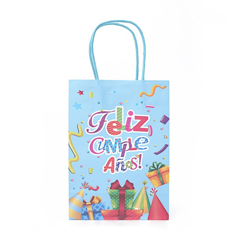 Bolsas de regalo de cumpleaños, bolsas de cartón cartón, bolsas de embalaje para llevar, bolsas de embalaje de regalo de fiesta para niños, bolsas de mano