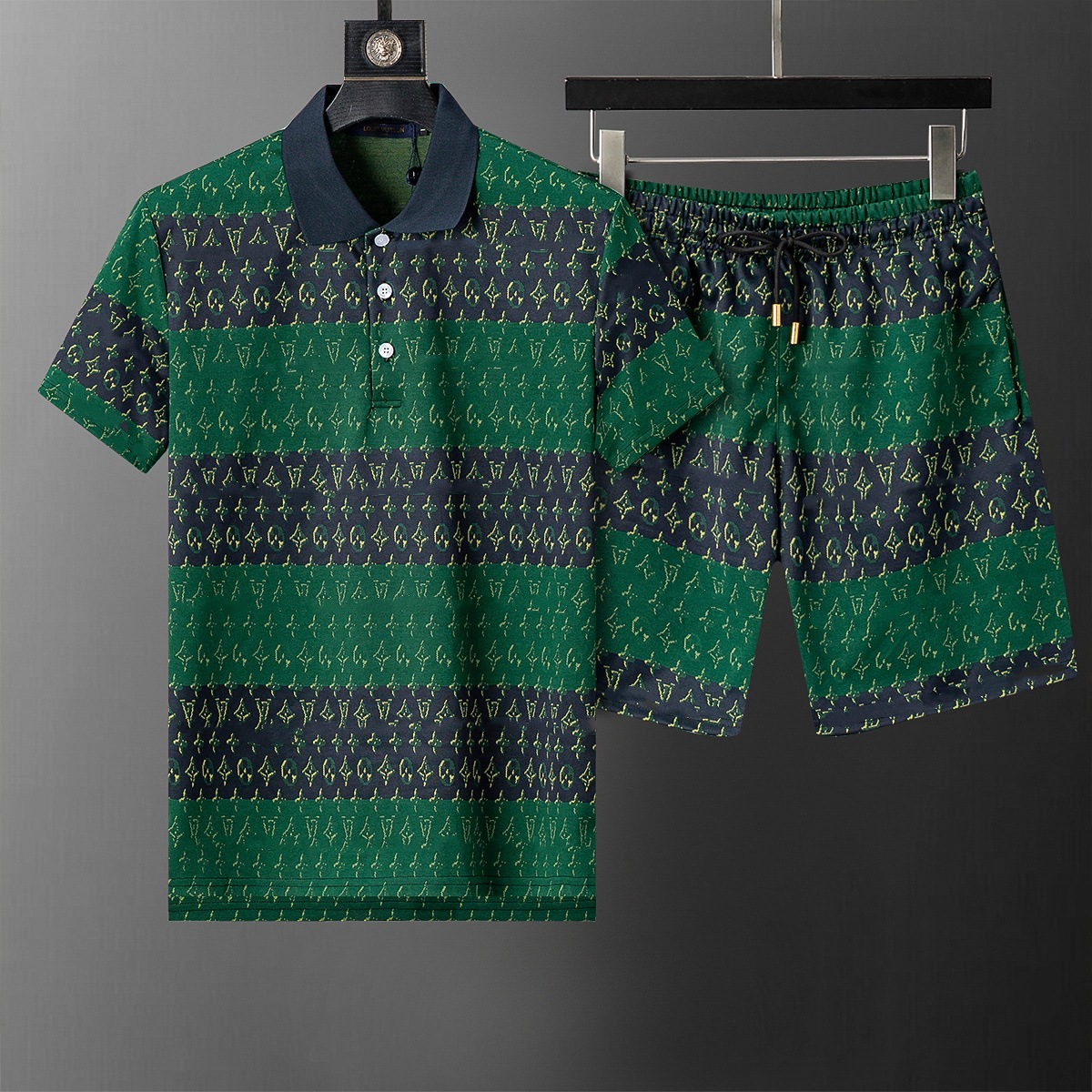 Cross-border versión correcta polo manga corta set de collar de verano clásico toalla de hombre bordado casual Europa y América explosión