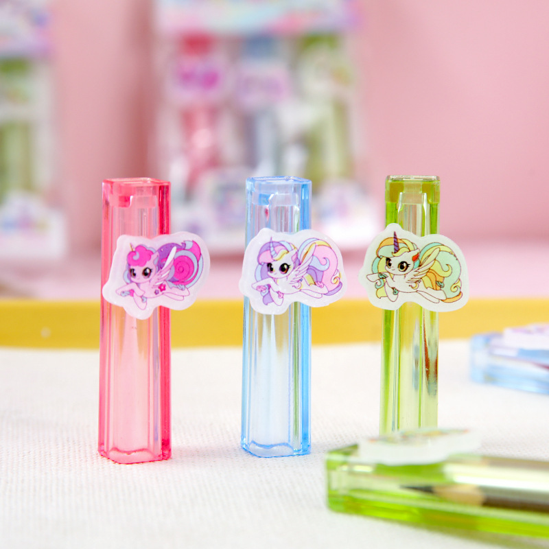 Creativo pony parche lápiz tapa de lápiz de alto valor facial protección de lápiz de núcleo continuo estudiantes de primaria aprendizaje suministros de papelería