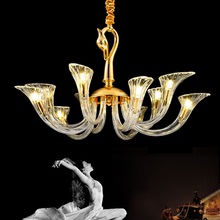 后現代客廳吊燈簡約卧室玻璃餐廳燈歐式創意天鵝法式全銅水晶吊燈