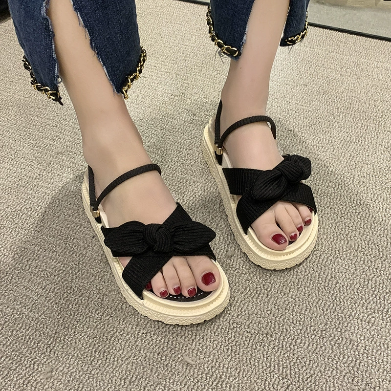 Сланцы на пляже Slide Sandals, платформа с бантом, женские летние пляжные сабо, размеры 35–40