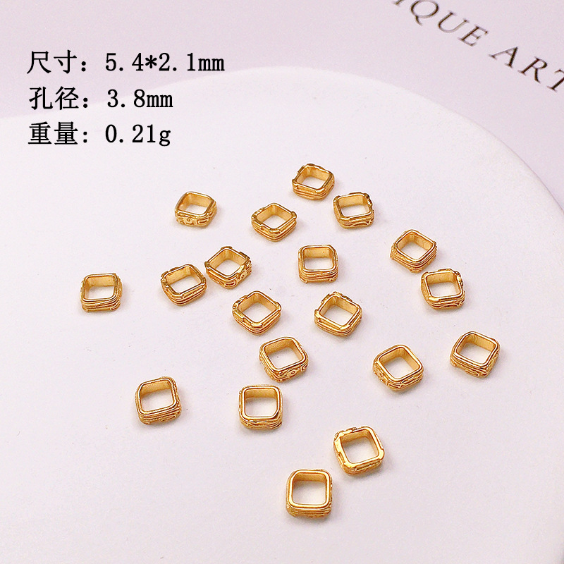 S925 silver gold-plated plate wrapped UFO beads spacer accessories string bracelet necklace string braided rope diy semi-formed