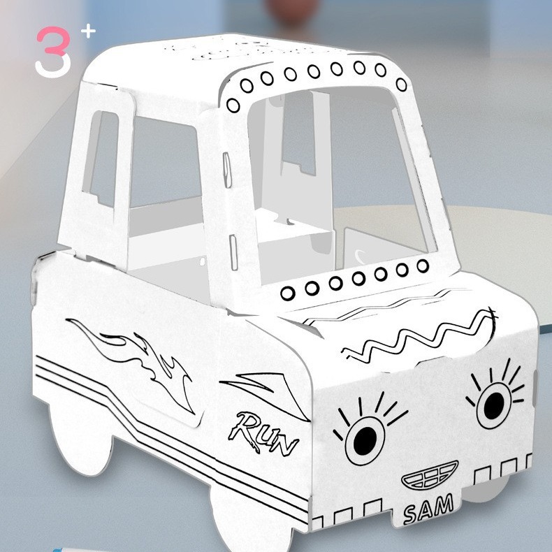 (2개) 국경 간 어린이 DIY 장난감 낙서 상자 자동차 모델 조기 교육 교육 그림 교육 기관 1 선물