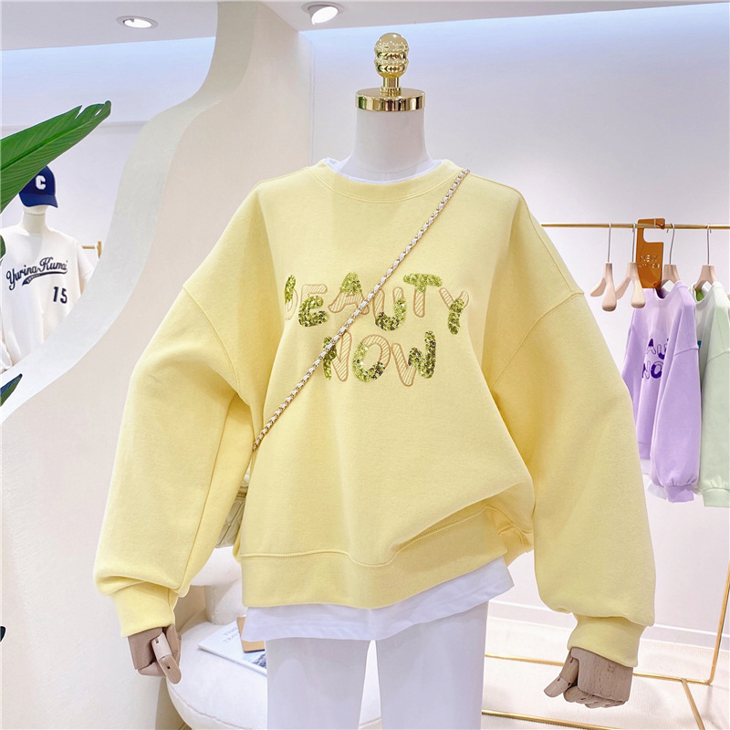 Girl's spring and autumn hoodie 2022 autumn new Korean version of foreign style large children leisure loose round neck autumn clothes top tide