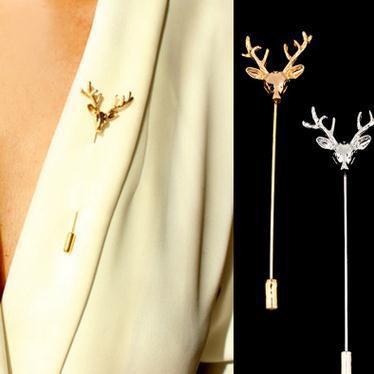 Spilla vintage testa di cervo pin da risvolto per abito uomo_voghion.com